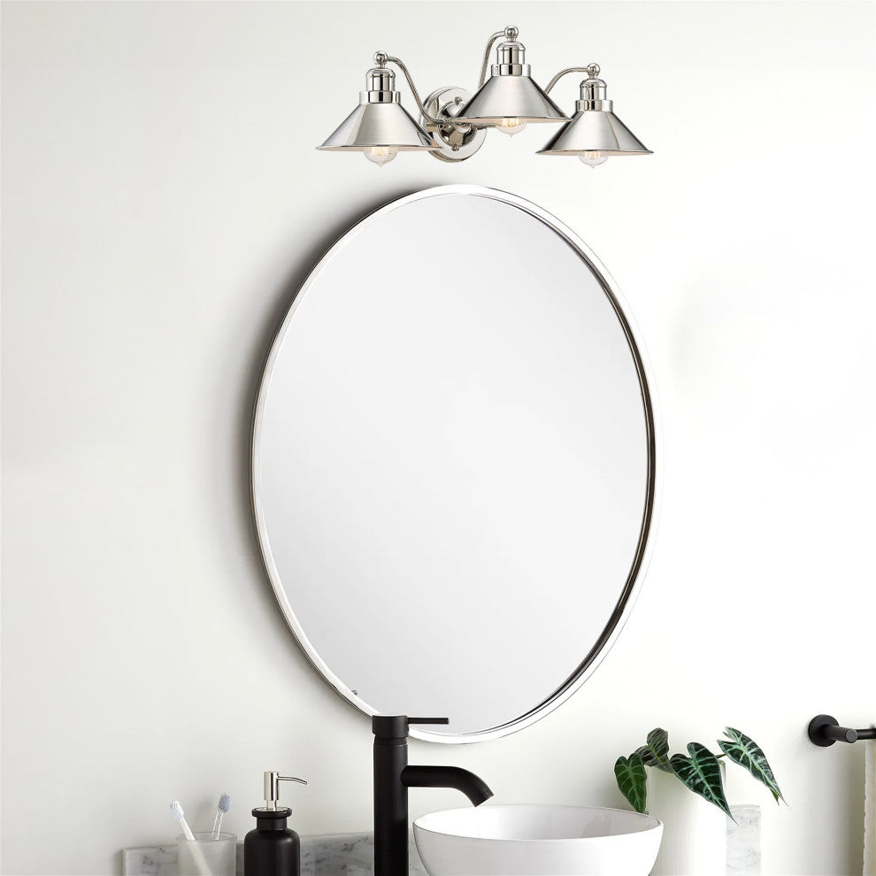 Kira Home Welton 26" Farmhouse Bathroom Light, Barn Light, Polished Nickel