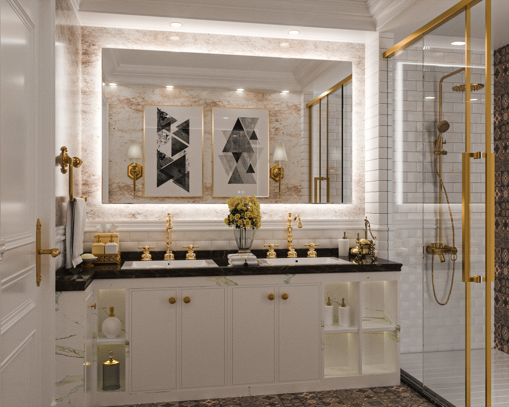 Backlit LED Mirror for Bathroom, Anti-Fog Dimmable, Silver, 60x36