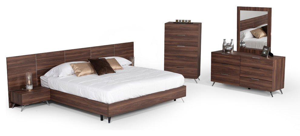 Nova Domus Brooklyn Italian Modern Walnut Bed, Queen