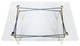 LeisureMod Dover 4' Square Top Dinin Table, Natural Wood Eiffel Base, Clear Glass