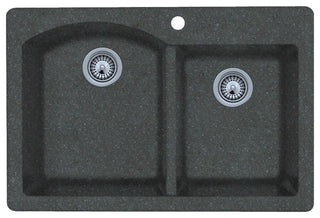 Swan 33x22x9.5 Granite Kitchen Sink, 1-Hole, Nero