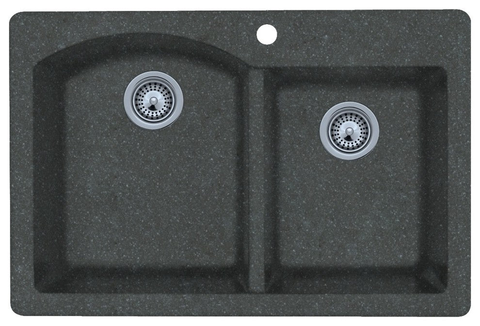 Swan 33x22x9.5 Granite Kitchen Sink, 1-Hole, Nero