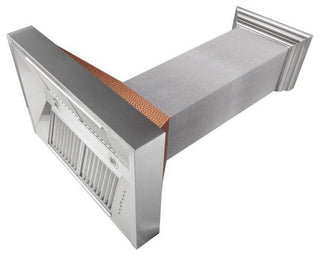 Ducted DuraSnow Stainless Steel Range Hood with Hand-Hammered Copper Shell