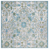 Safavieh Barbados Collection BAR513 Indoor-Outdoor Rug, Ivory/Light Blue, 6'6" Square