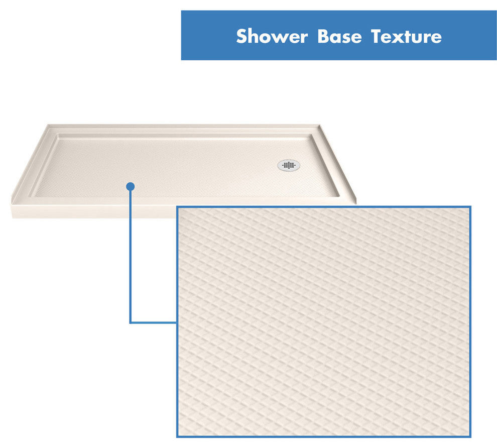 Single Threshold Shower Base, Biscuit Color, Right Hand Drain