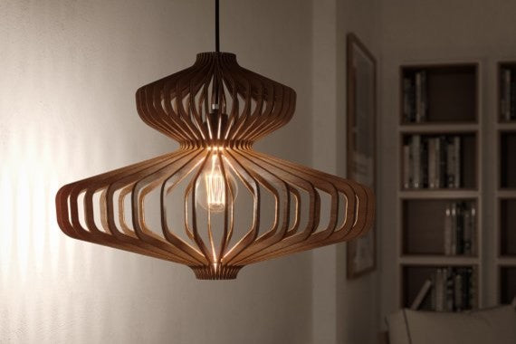 Frances 1-light Pendant 19" diameter Modern Smooth wood finish
