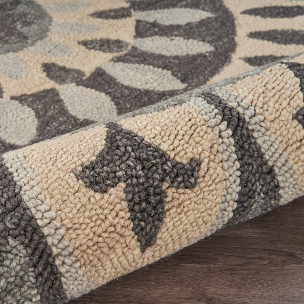 Modern Bloomed Mandala Area Rug, 6' Round