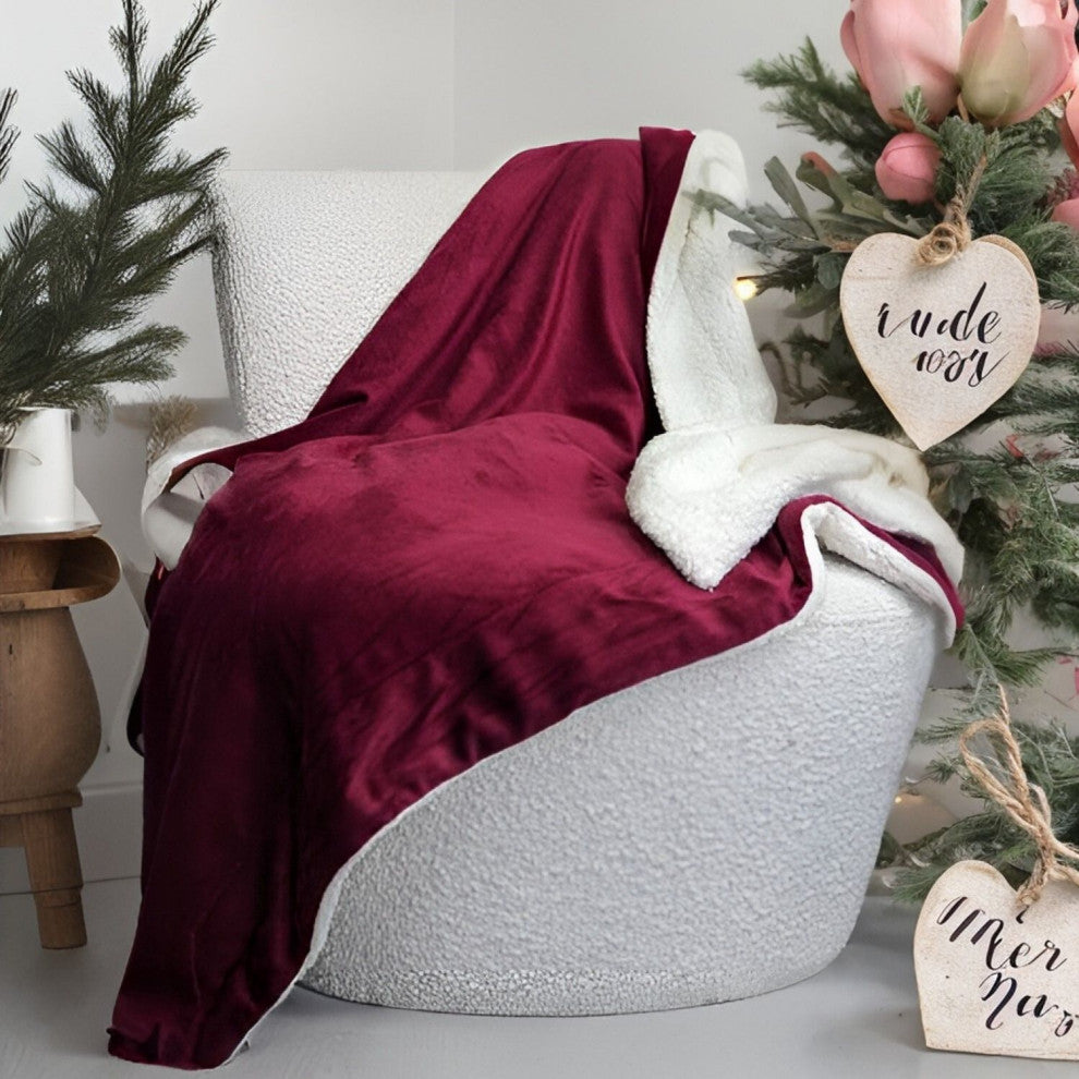 Tache Holiday Red Super Soft Warm Sherpa Micro Fleece Throw Blanket, 50"x60"