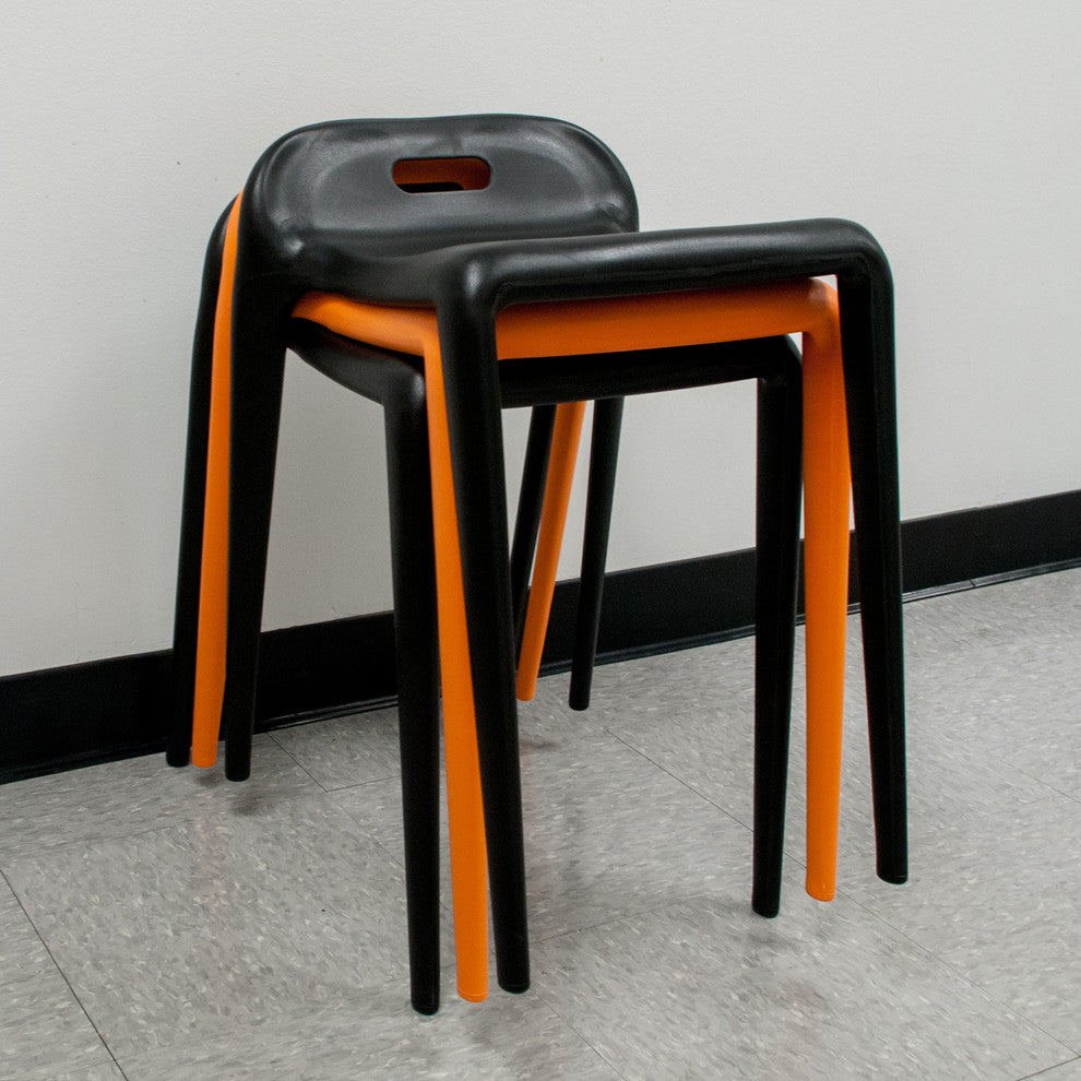 Mod Made Modern Stacking Plastic Stool Chair, Set of 2, Orange