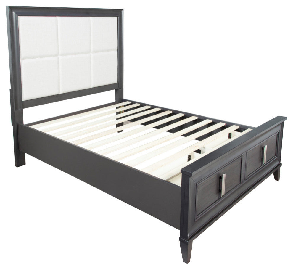 Lorraine California King Storage Footboard Platform Bed, Dark Grey