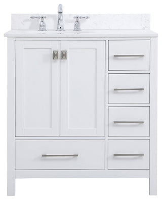 Iris 32" Single Bathroom Vanity, White With Backsplash
