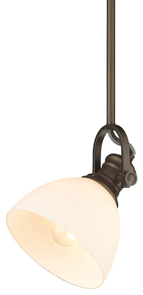 Hines Mini Pendant, Rubbed Bronze, Opal Glass
