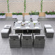 Outdoor Patio Wicker Dining Table Set with Chairs, 11-Piece Set, Gray
