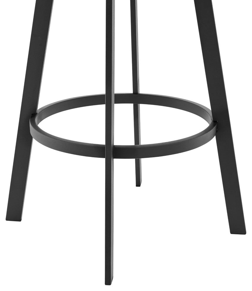 26" Timeless Slate Gray Faux Leather Silver Finish Swivel Counter Stool