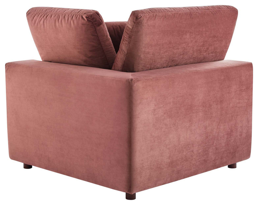 Commix Down Filled Overstuffed Performance Velvet Corner Chair Dusty Rose