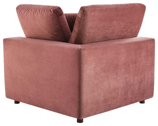 Commix Down Filled Overstuffed Performance Velvet Corner Chair Dusty Rose
