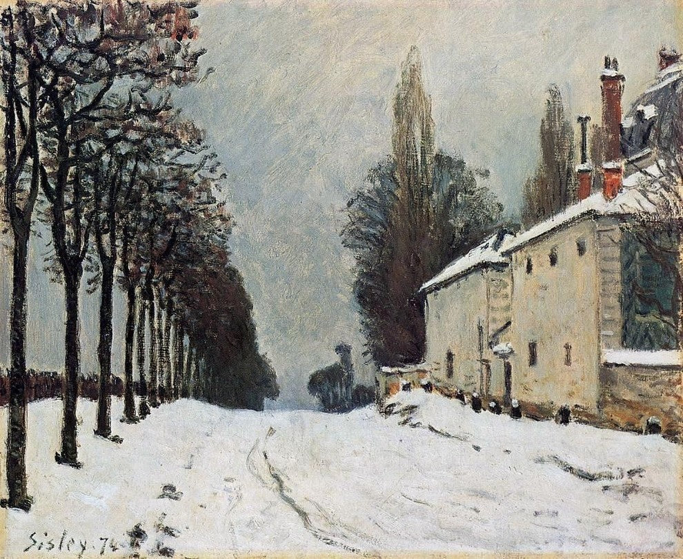 Alfred Sisley Snow on the Road Louveciennes Wrapped Canvas, 20"x25"