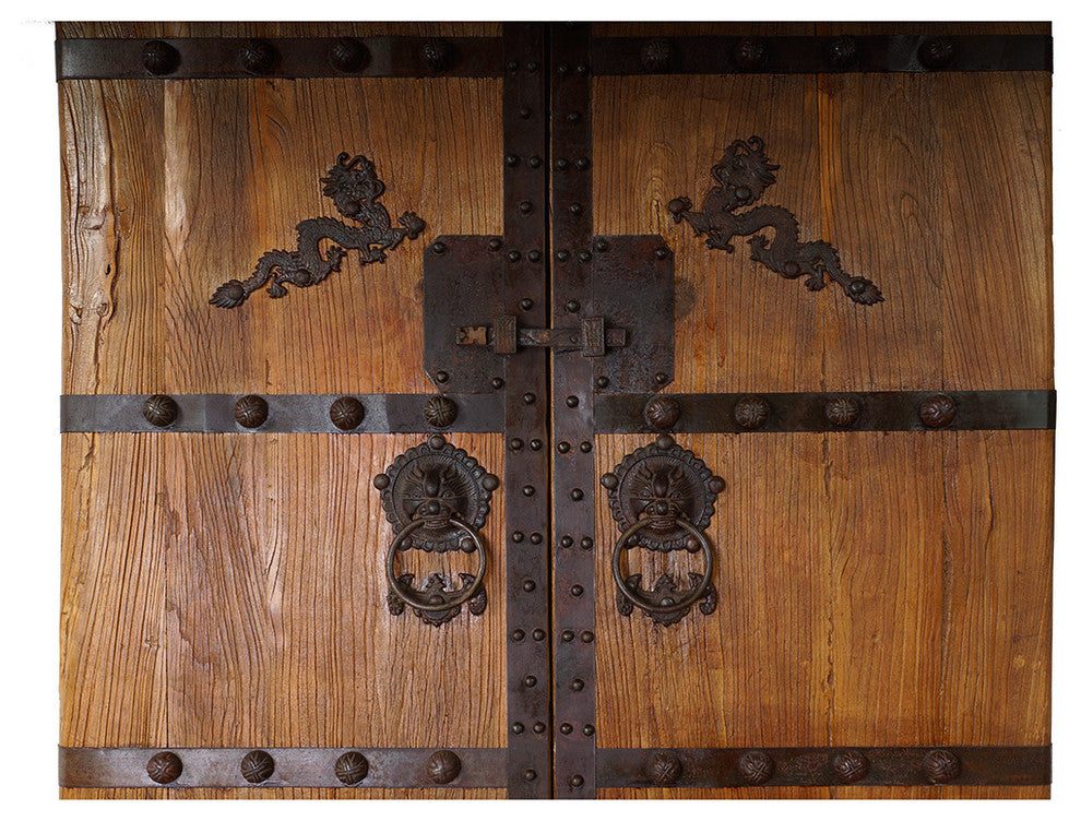 Consigned Antique Chinese Massive Court Yard Door Panels, 2-Piece Set