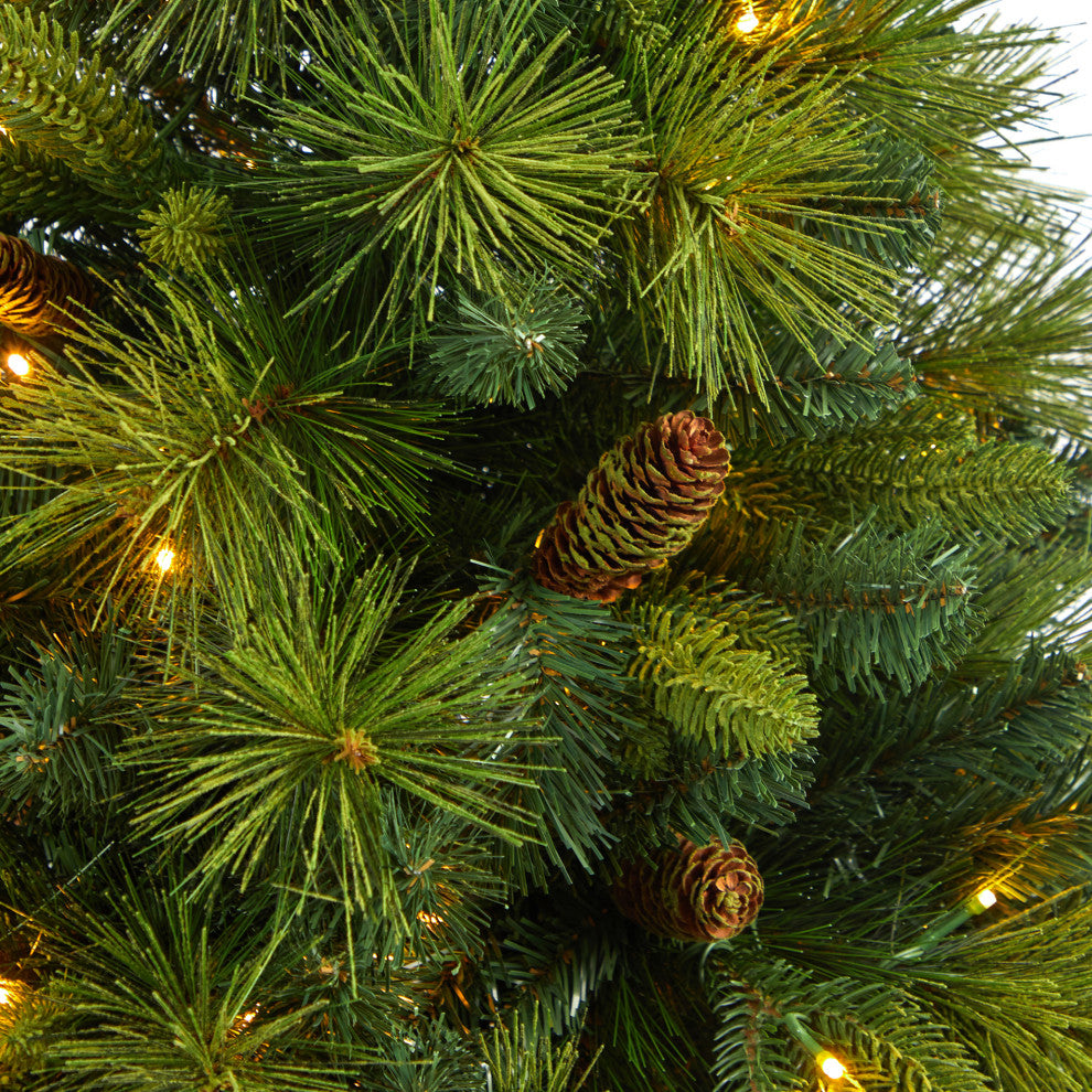 52" North Carolina Pine Faux Xmas Tree W/Lights, Bendable Branches & Pinecones