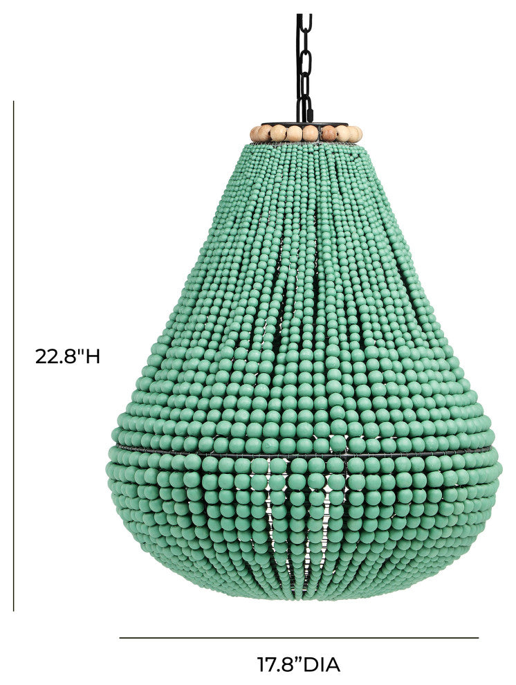 Palani Green Wooden Bead Chandelier
