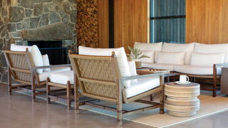 Vaterra Teak And Rattan Patio 3-Seat Sofa