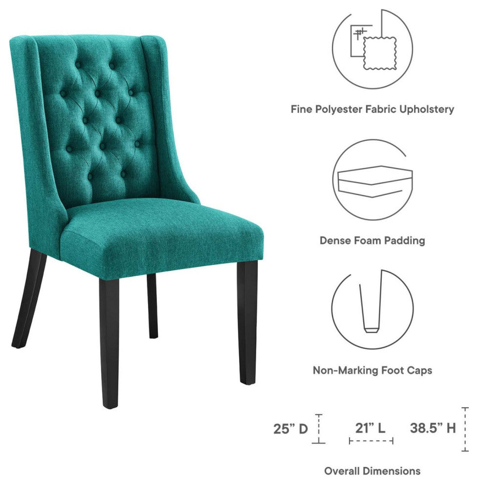 Side Dining Chair, Teal Blue, Fabric, Modern