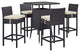 Modway Convene 5 Piece Outdoor Patio Pub Set, Espresso Beige