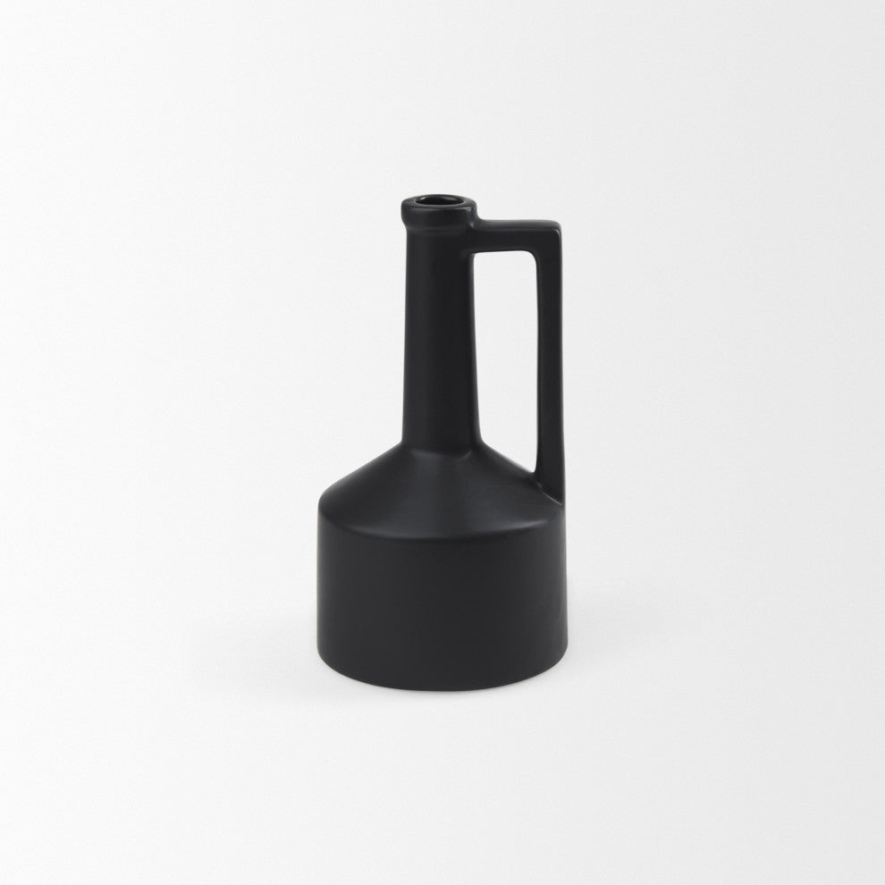 Burton 10.8H Small Matte Black Ceramic Jug Vase