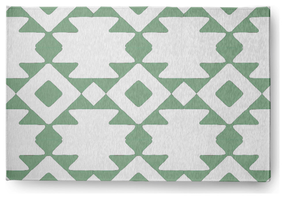 Geometric Soft Chenille Area Rug, Green, 4'x6'
