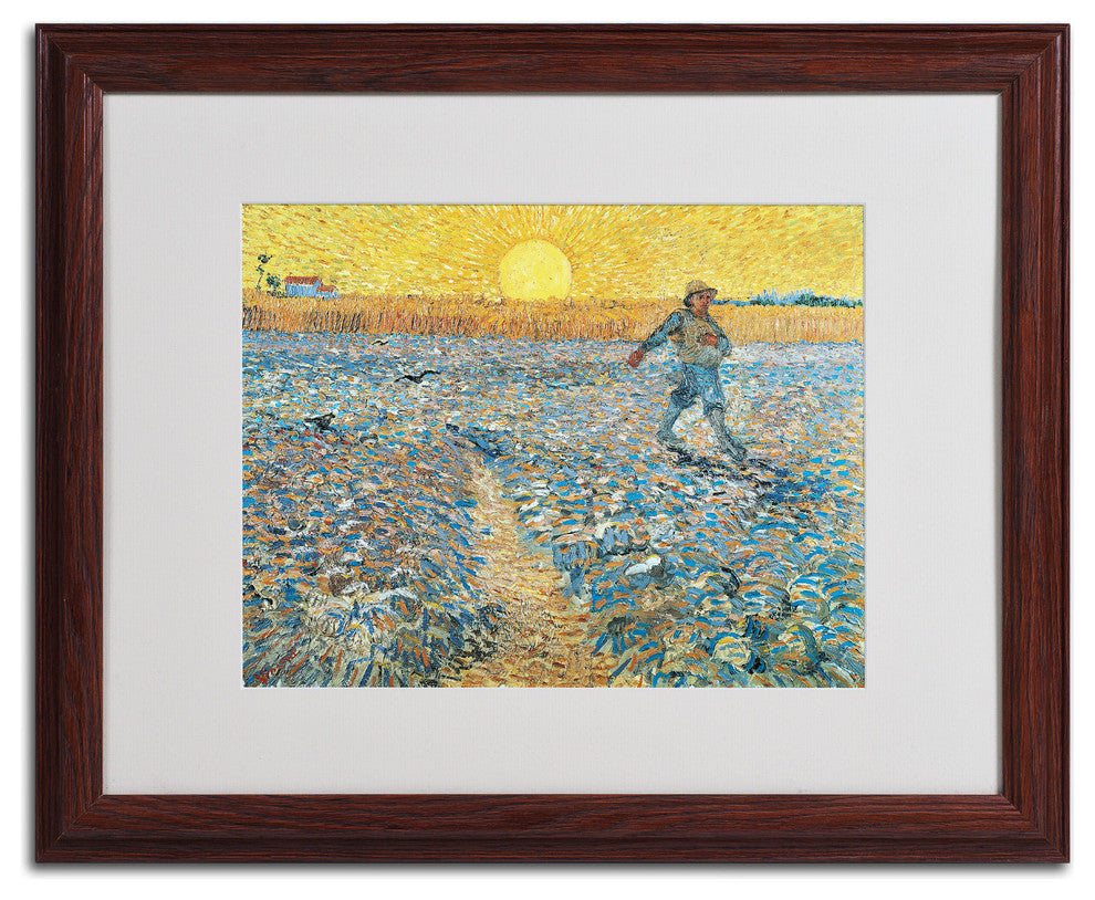 'Sower, 1888' Matted Framed Canvas Art by Vincent van Gogh
