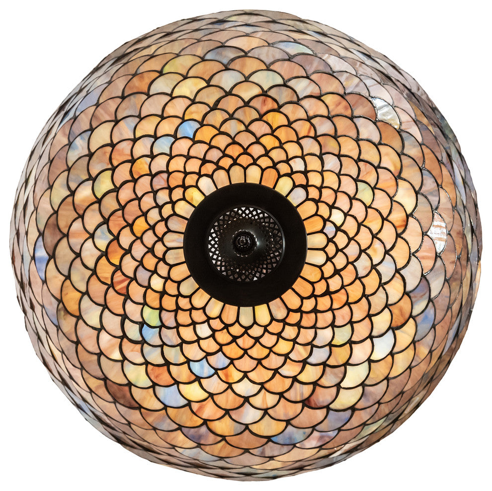 Meyda Lighting 230828 24" Wide Tiffany Fishscale Inverted Pendant