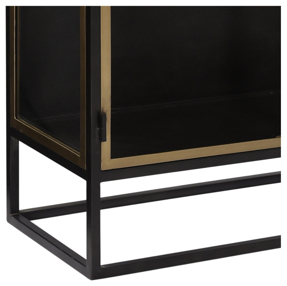 Brynlee 36" Gunmetal and Brass Finished Iron and Glass 2-Door Sideboard