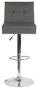 Ravello Contemporary Adjustable Height Barstool, Gray Leather