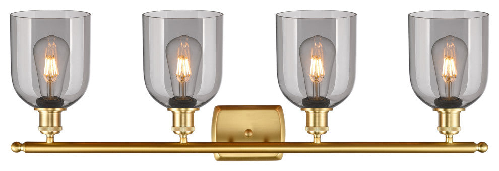 Ballston-Bella 4-Light 36" Bath Vanity Light, Satin Gold, Light Smoke