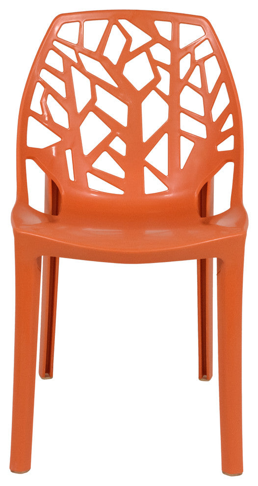 Stackable Plastic Accent Dining Chair for Indoor and Outdoor, Orange