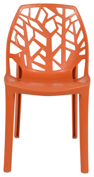 Stackable Plastic Accent Dining Chair for Indoor and Outdoor, Orange