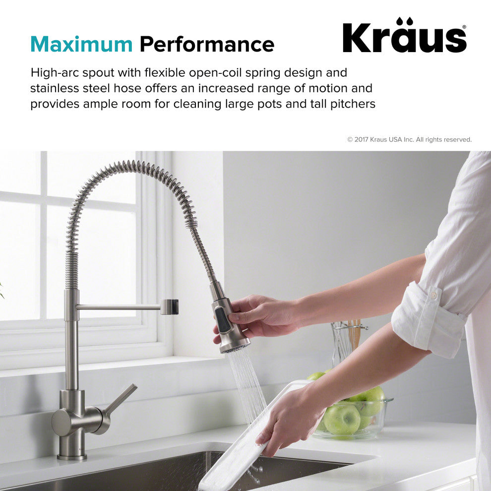 Britt Commercial Style 3-Function Pull-Down 1-Handle 1-Hole Kitchen Faucet, Spot Free Stainless Steel With Soap Dispenser