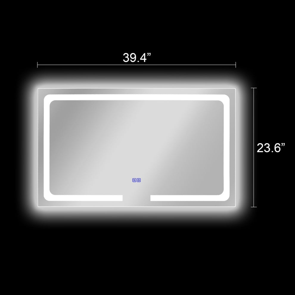Luminosity Back Lit Rectangular Touchscreen Led Mirror, 39" Wide