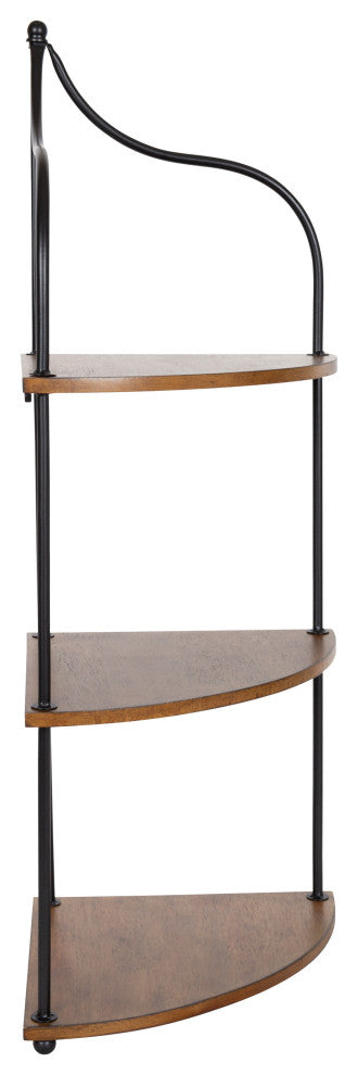 Walters Corner Shelf, Rustic Brown/Black, 17"x12"x35"