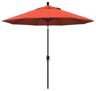 9' Bronze Push-Button Tilt Crank Aluminum Umbrella, Sunset Olefin