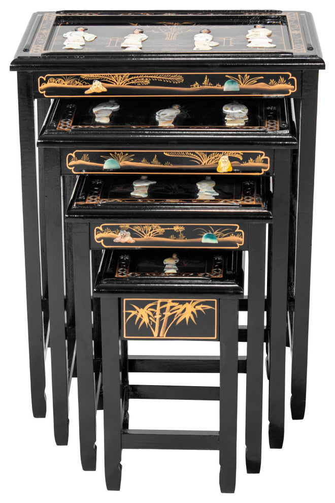 Black Lacquer Nesting Tables Royal Ladies