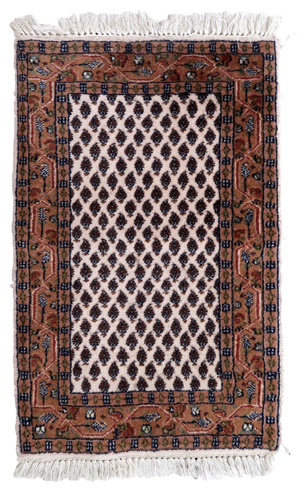 Handmade Vintage Indian Seraband Rug 1.8'x2.9', 56cmx89cm 1970s