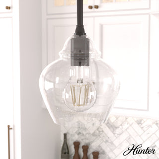 Hunter 7" Dunshire Noble Bronze, Seeded Glass 1 Light Pendant Ceiling