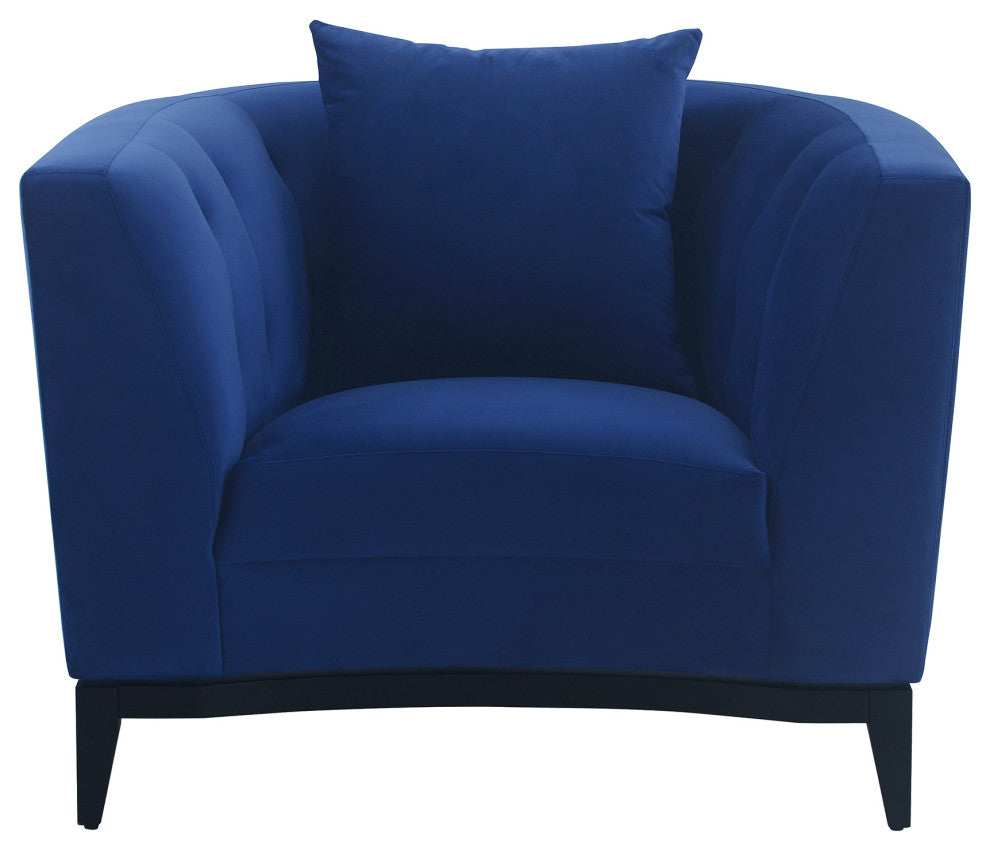 Melange Velvet Accent Chair With Black Wood Base, Gray