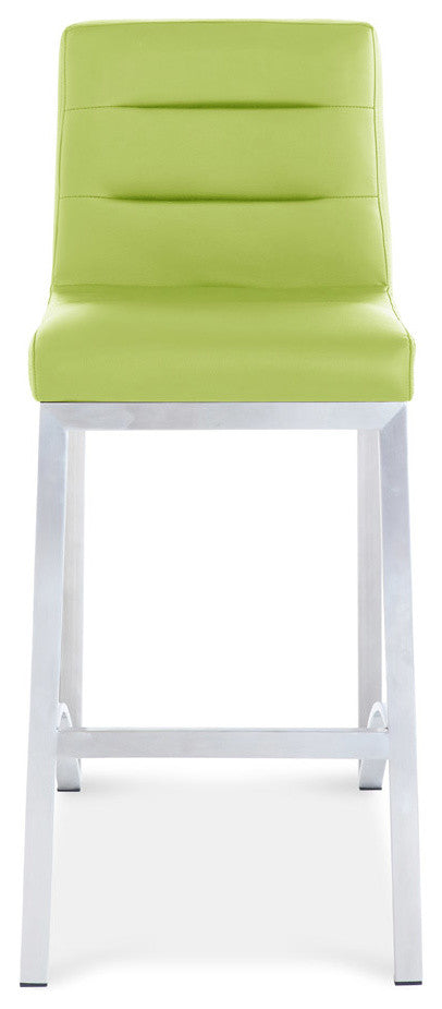 Lynx Counter Height Contemporary Stool With Metal Base, Lime Green