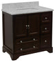 Madison 36" Bathroom Vanity, Chocolate, Carrara Marble