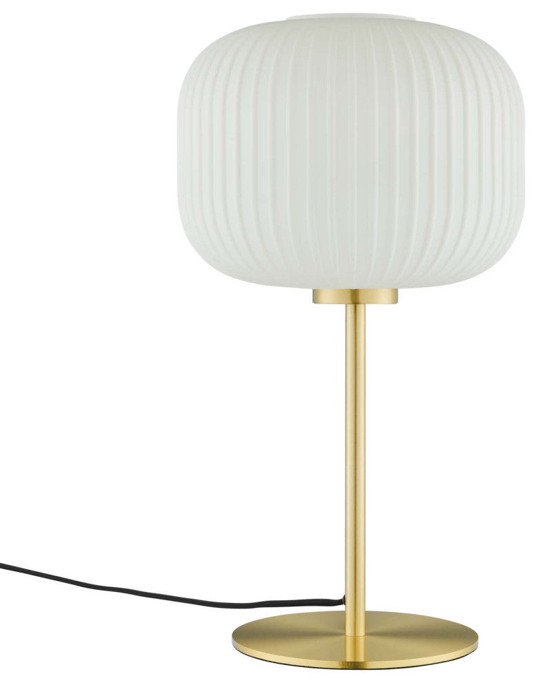Table Lamp, White Gold, Glass, Modern, Mid Century Cafe Bistro Hospitality