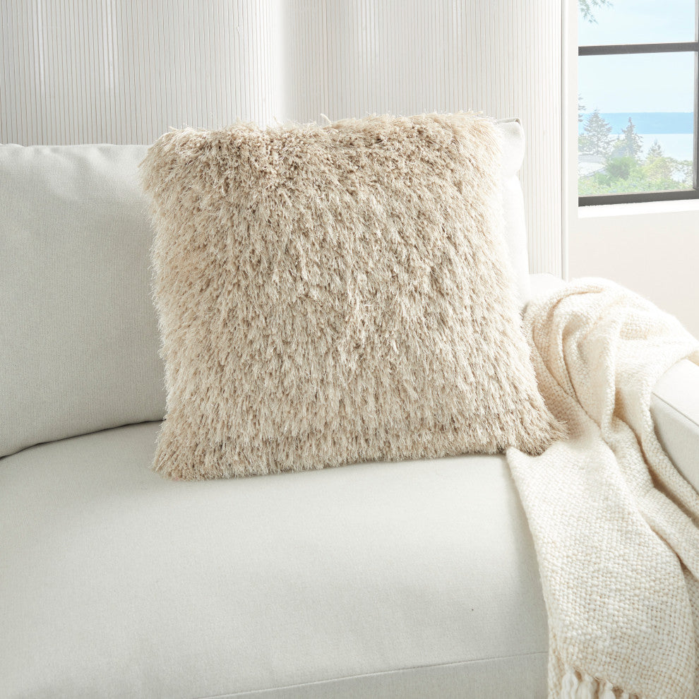 Mina Victory TL004 Throw Pillow, Beige, 20" x 20"