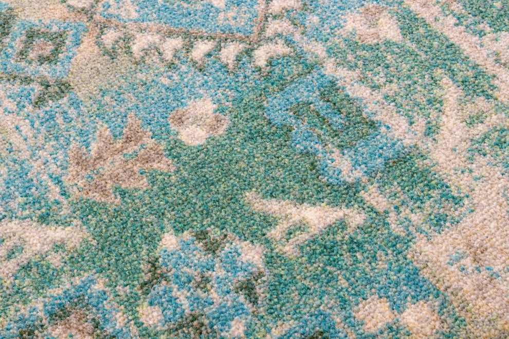Torn Seaside, Turquoise, 8'x11'