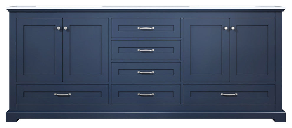Dukes 80" Navy Blue Double Square Sink Vanity with Quartz Top, No Mirror